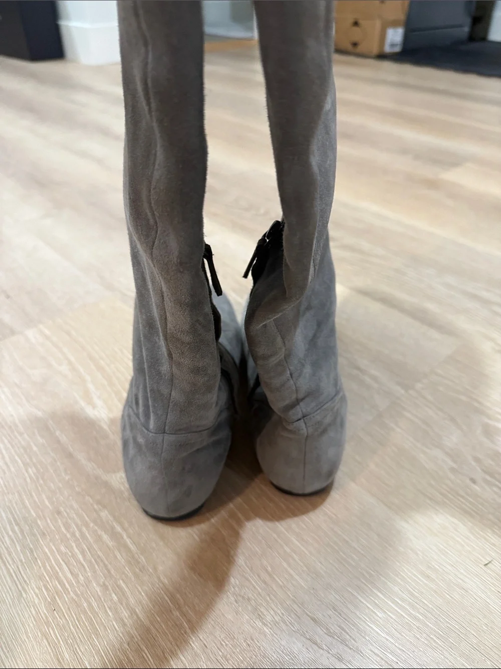Gray Suede Over-the-Knee Boots